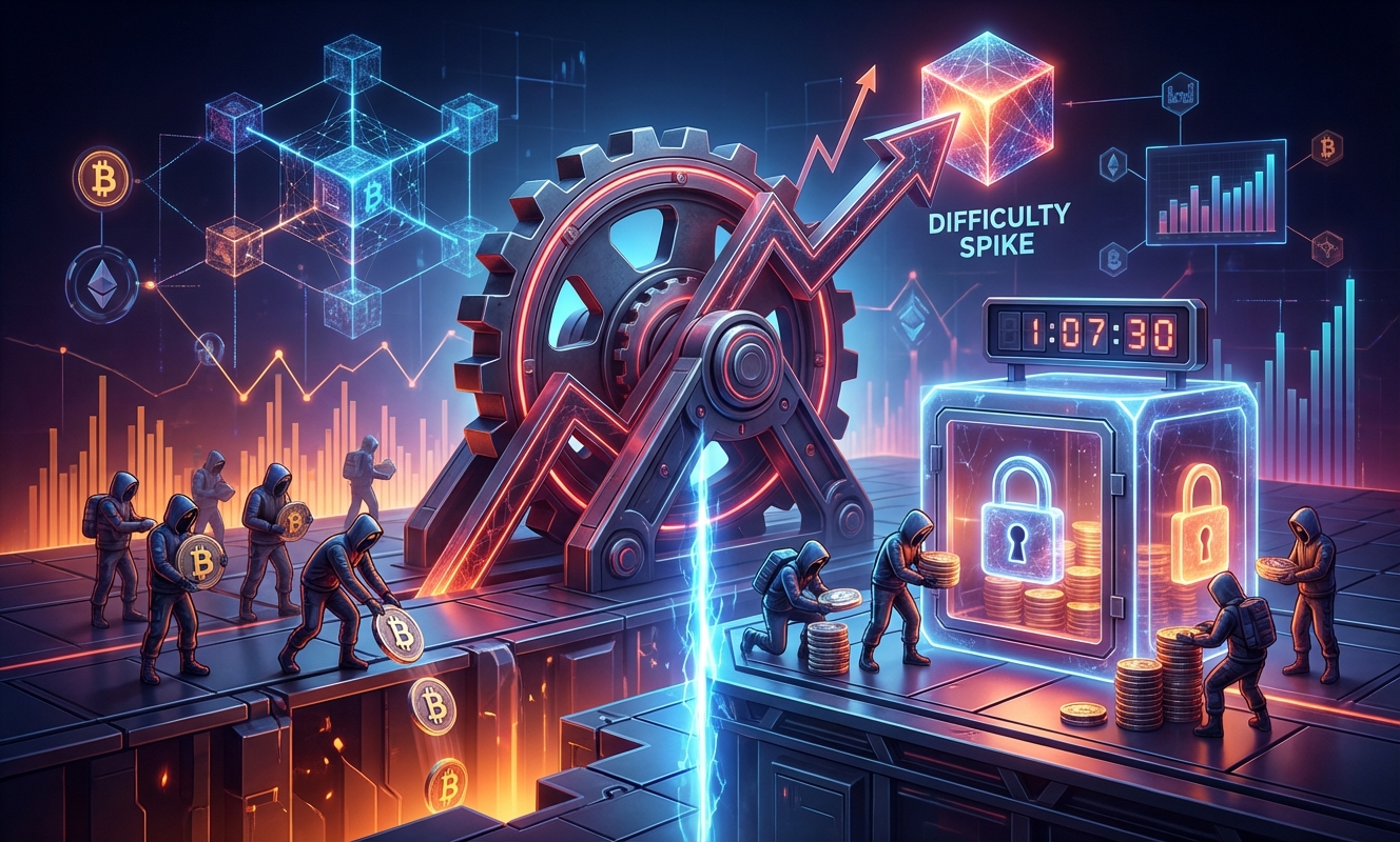 Bitcoin’s 15% difficulty spike allows one on-chain metric to flip miners from sellers to hoarders in days