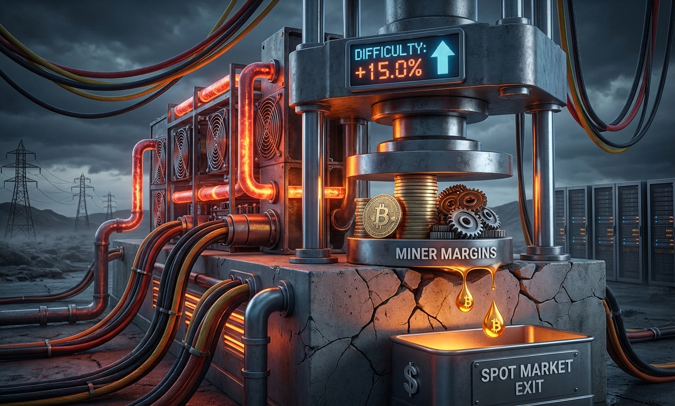 Bitcoin’s 15% difficulty spike allows one on-chain metric to flip miners from sellers to hoarders in days