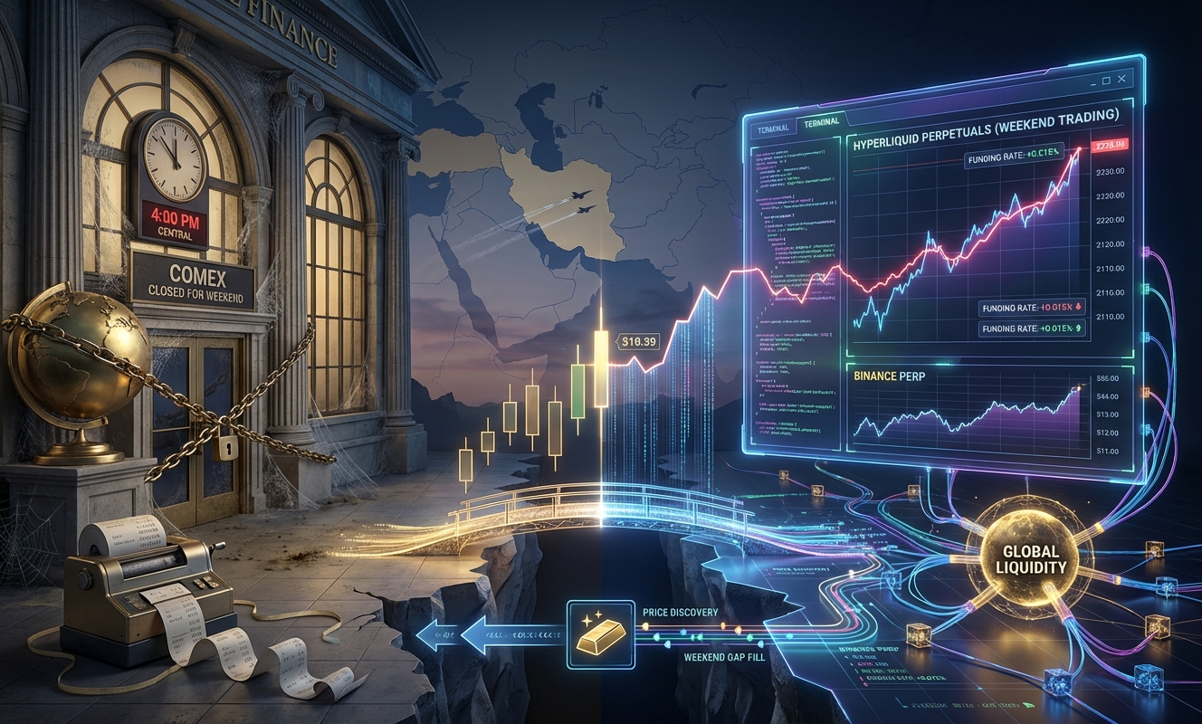 Hyperliquid gold perps front-ran CME after Iran strikes and the Monday gap exposed a new weekend leader